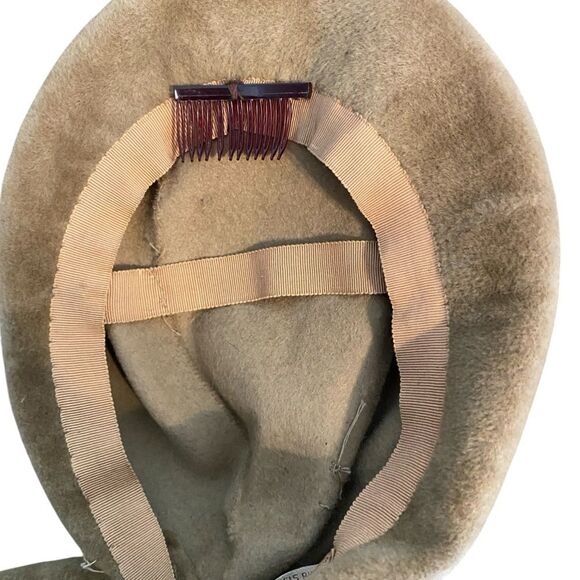 Vintage Florence Reichman Camel Tan Fascinator Hat - Picture 5 of 7